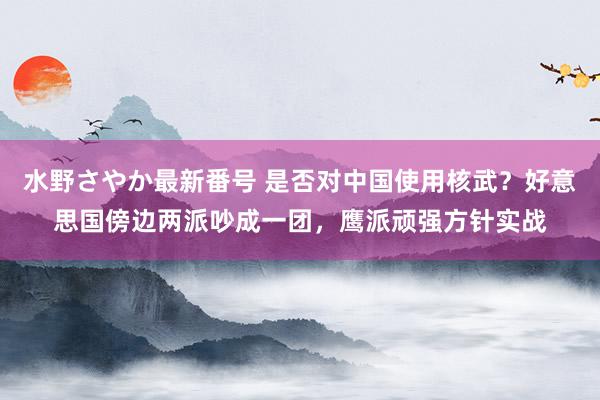 水野さやか最新番号 是否对中国使用核武？好意思国傍边两派吵成一团，鹰派顽强方针实战