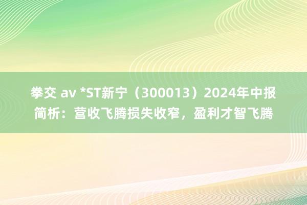 拳交 av *ST新宁（300013）2024年中报简析：营收飞腾损失收窄，盈利才智飞腾