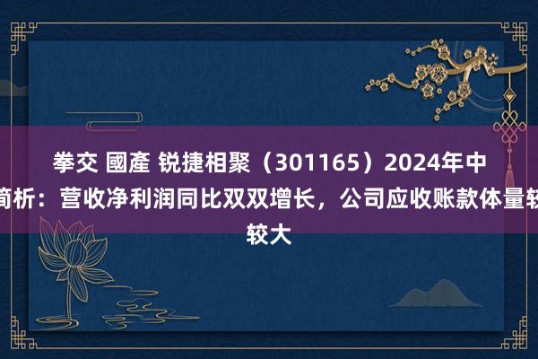 拳交 國產 锐捷相聚（301165）2024年中报简析：营收净利润同比双双增长，公司应收账款体量较大